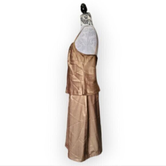 Vintage  Satin Skirt + Tank Set  Summer Party Size 12 P - Picture 7 of 11